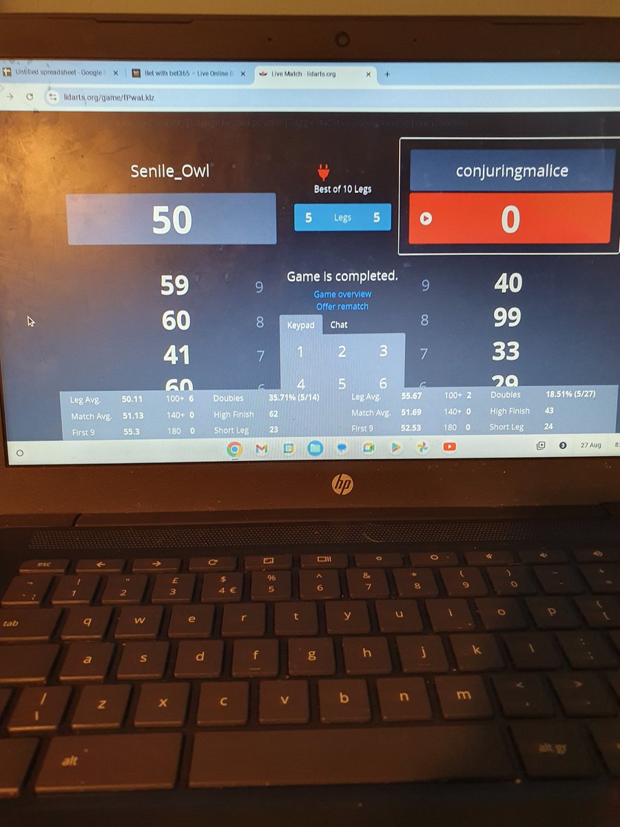 conjuringmalice's tweet photo. Played a match in the ladder league against a gd friend and got lucky to draw. Played well but had to survive match darts. Onwards and upwards atm though https://t.co/h6CcWIOaeP