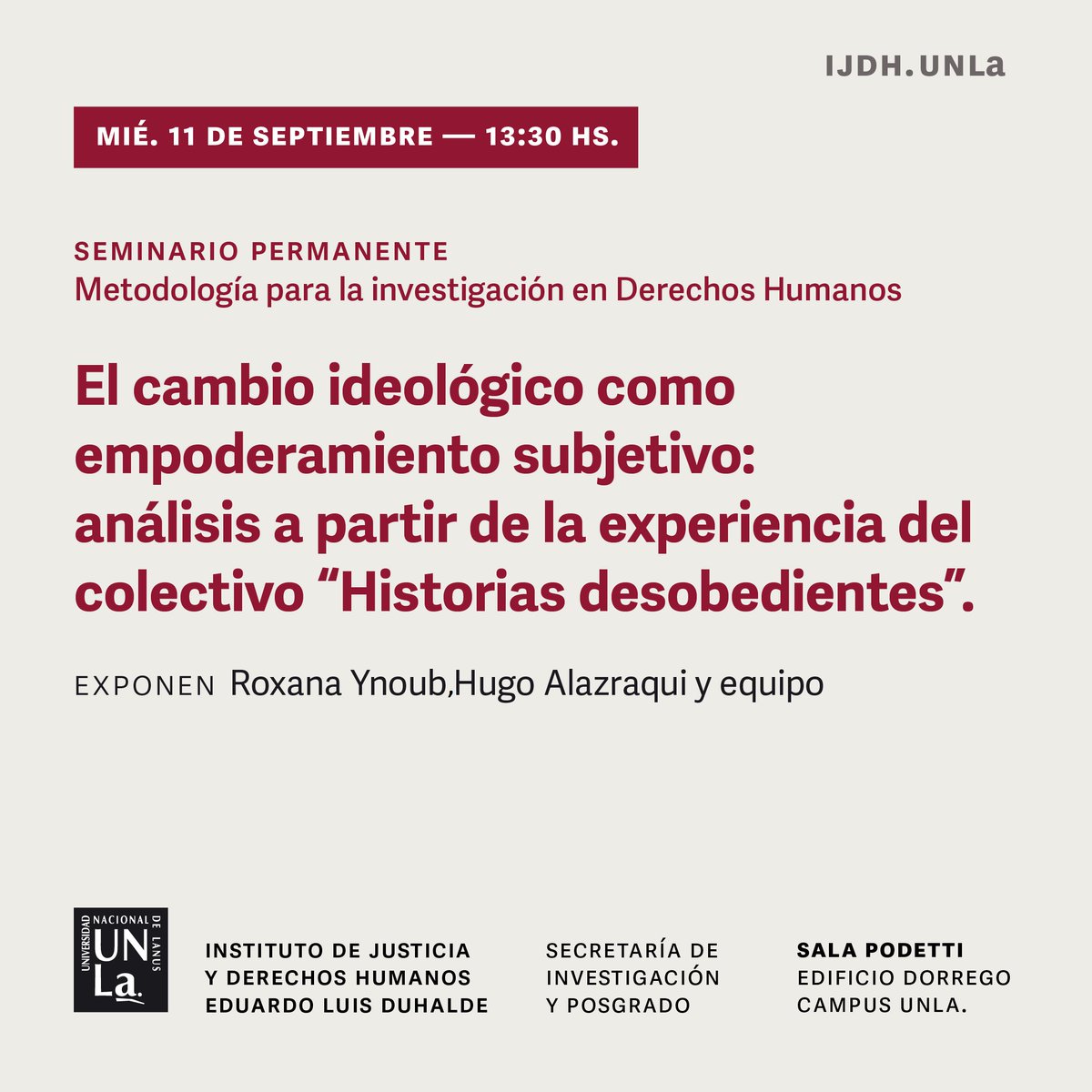 Es un gusto invitarlas/os a participar de un nuevo encuentro del Seminario Permanente: Metodología para la Investigación en Derechos Humanos que realizaremos el miércoles 11 de septiembre a las 13:30 hs en el Edificio Manuel Dorrego.

Leé el artículo en 👇
psi.uba.ar/investigacione…