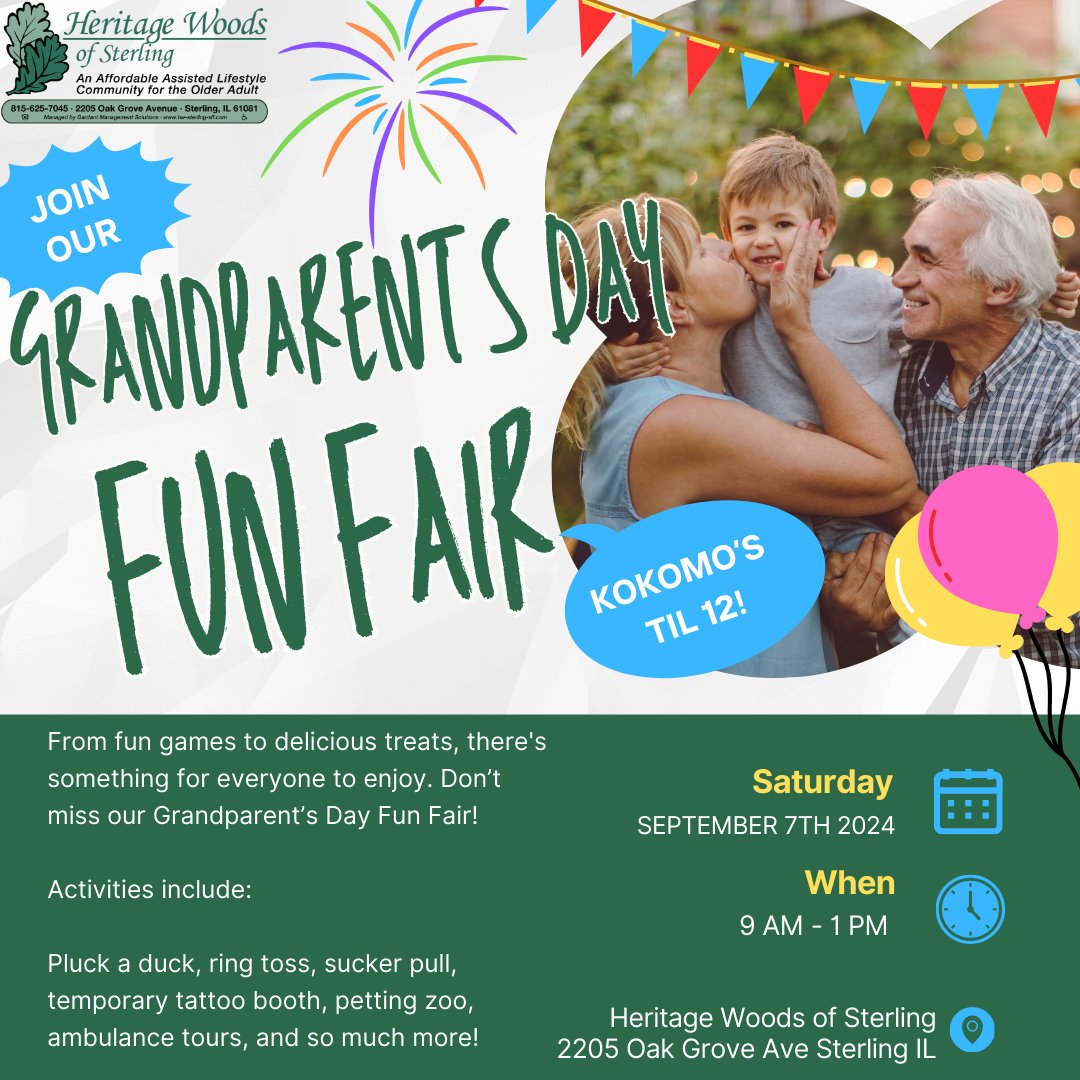 Join us for a day of fun at our Grandparent's Day Fun Fair on Saturday, September 7th! 🎉 Bring the whole family and enjoy a petting zoo, games, delicious shaved ice by Kokomo's, ambulance tours, and more from 9am - 1pm. See you there! 

#GrandparentsDayFunFair #FamilyFun