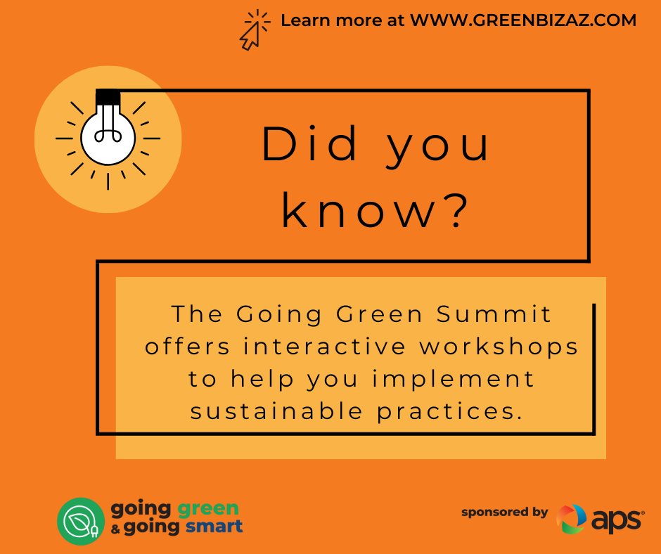 ccbsfoundation's tweet image. 🌍Did you know? The Going Green Summit offers interactive workshops to help you implement sustainable practices. #GreenbizAZ #GreenbizAz2024 #InteractiveWorkshops #SustainablePractices