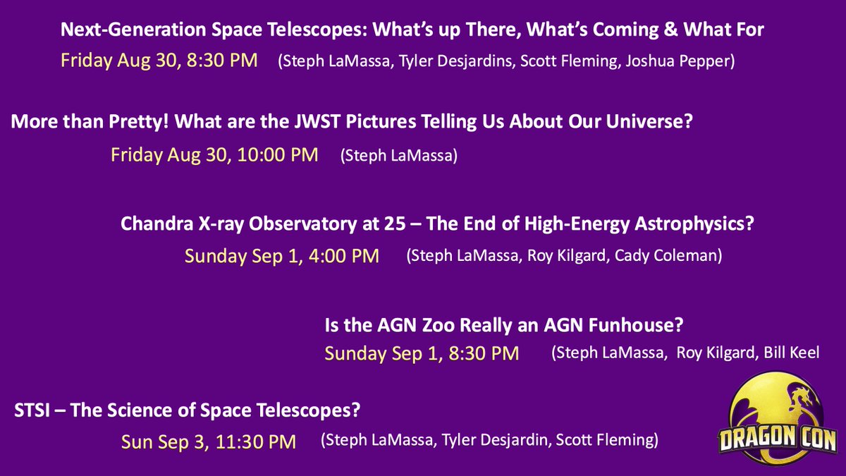 We're finalizing details now for our next Astronomy on Tap at DC9! Until then - if you're headed to <a href="/DragonCon/">💐🌼Dragon Con 🌹🌺</a>  this weekend in Atlanta, GA, check out your AoTDC host in these @dconspacetrack  Panels, including a panel with astronaut Cady Coleman! 
#DragonCon2024