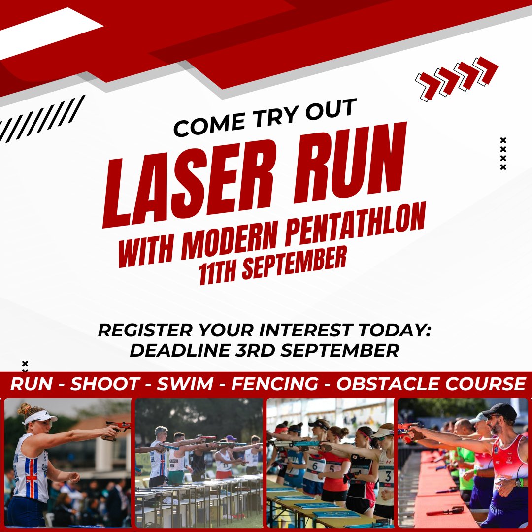 New #LaserRun competition alert!

Multisport combining running and laser pistol shooting

Open competition at Aldershot Military Stadium on Wed 11 Sep

* British Army personnel
* No experience needed
* All equipment provided
* Register by 3 September : forms.office.com/e/RuZ4dq8tSS