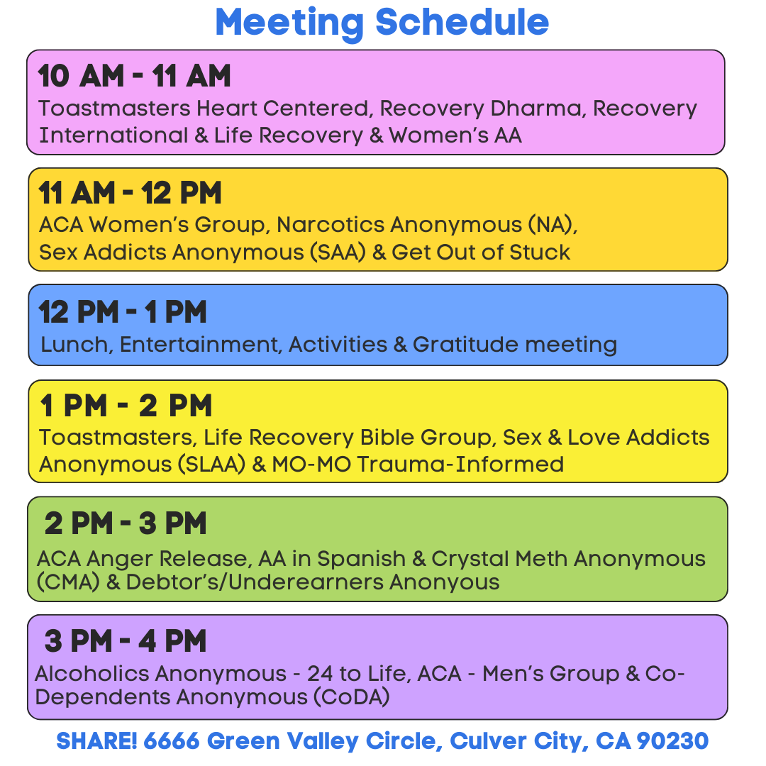 shareselfhelp's tweet photo. Come out to SHARE! next Sat, Aug 31st for the Festival of Recovery! Enjoy a free day of self-help support groups, fellowship, food &amp; recovery activities!

https://t.co/gNxM5MjT0R

#SHAREselfhelp #free #losangeles #recovery #soberevent #mentalhealth #supportgroup #supportgroups https://t.co/Rj0oSEFQcW