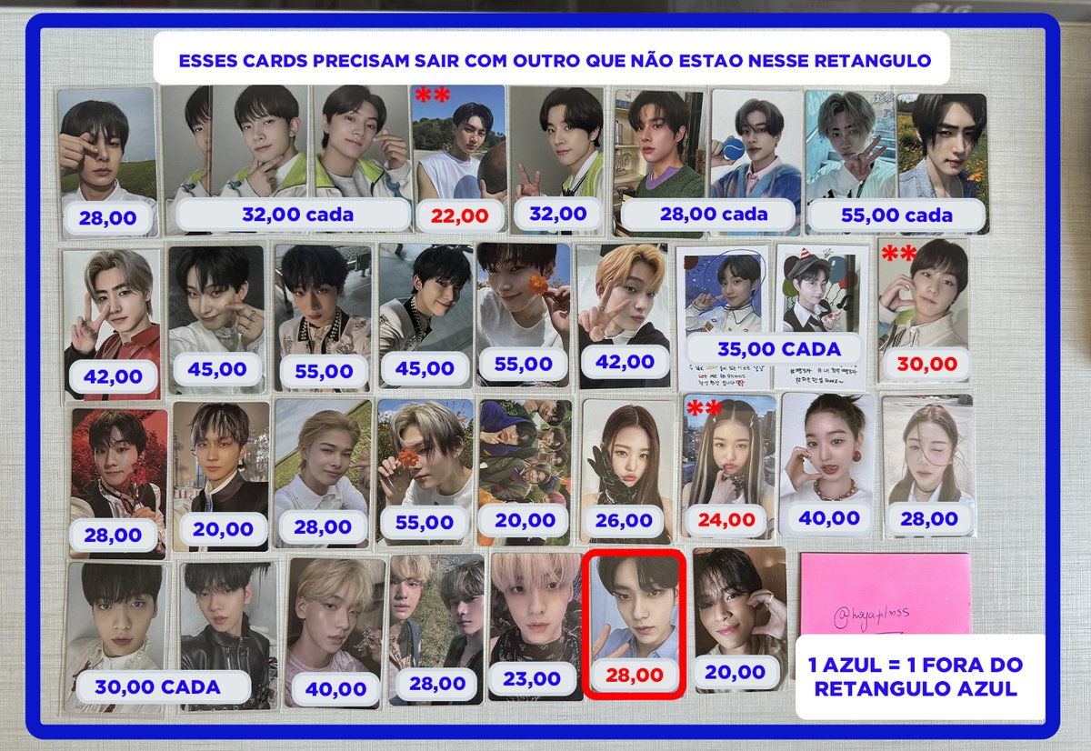 VENDA ENHYPEN SVT IVE TXT

**ATENÇÃO***  os cards da primeira foto nao saem sozinhos !!!!!!!! leiammm 
preços nas fotos SEM frete  
frete por carta: 13,00 
sensitive buyer ❌
todos em mãos 
vermelho = avaria
 - não reservo   - 
feedbacks: instagram.com/hoyafilmss