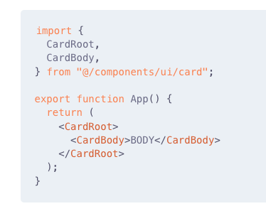Using components like <Card.Body> ?

❌ Avoid this: code can't tree shake 😅
- Card.Body = function() {...}
- Object.assign(Card,{Body})

✅ Use ESM-named exports instead!
- export function Body() {}
- import {Body} from "./card"

Libs doing this well: Chakra, Radix