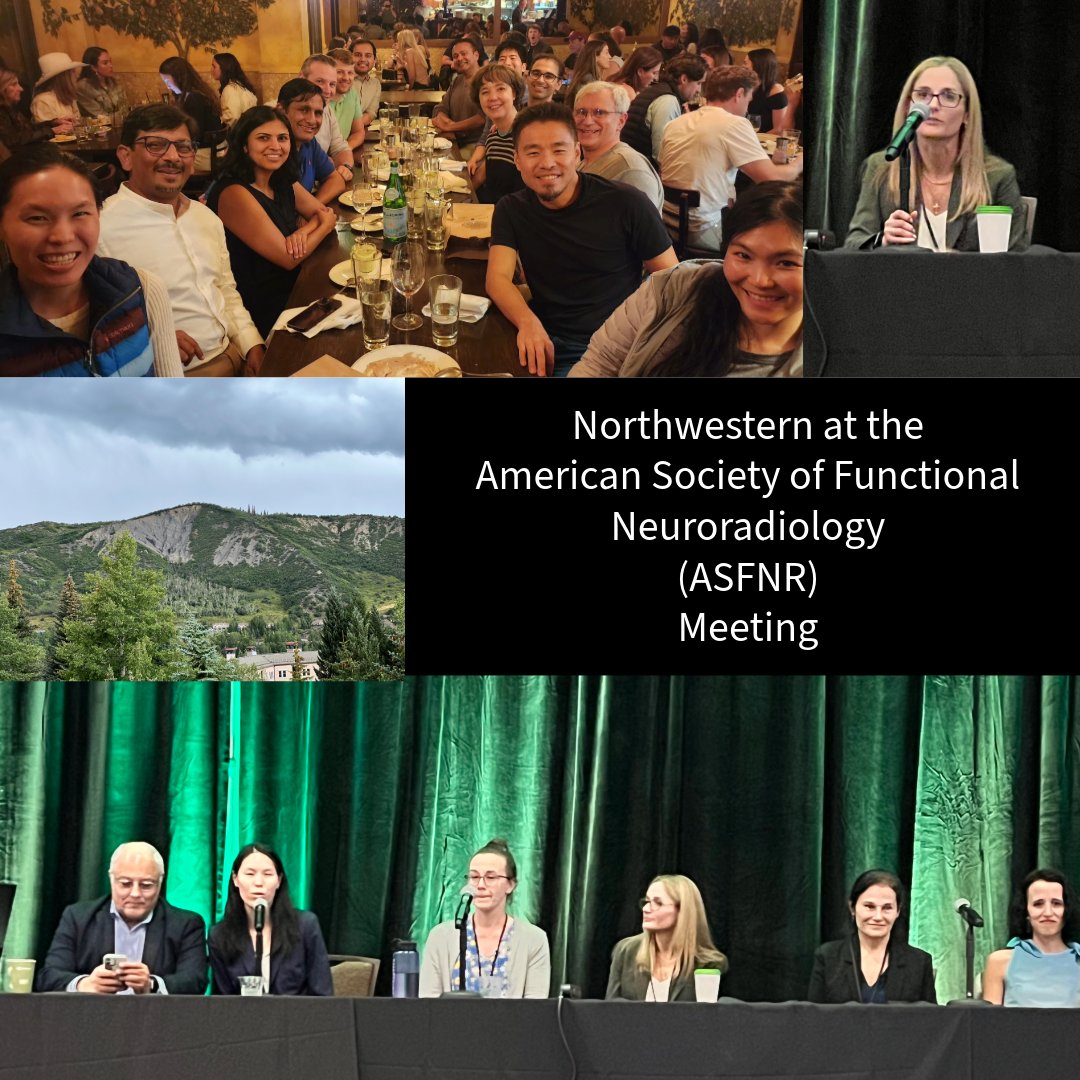 Photos from #ASFNR24: attendees interested in AI at dinner included J Soun, R Jain, P Tiwari, G Shah, S Bakas, J Rudie, A Tejani, V Hill, and P Chang; Dr. Sarah Moum of Lurie Children's Hospital spoke in the Justice, Equity, Diversity and Inclusion session.