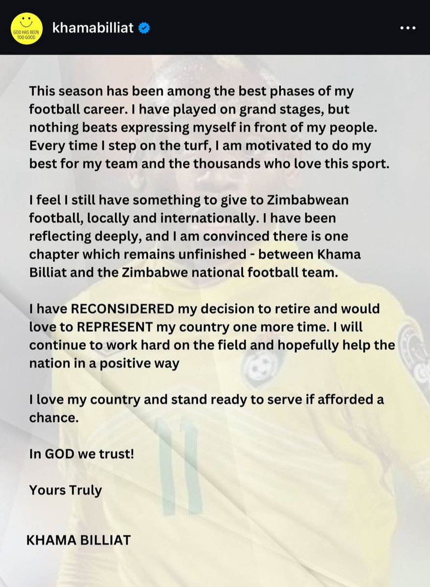 I love this, I really do, thanks Khama Billiat and God bless you