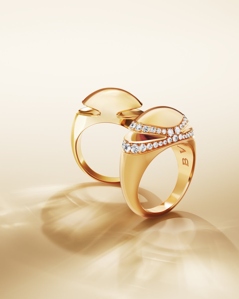 Bulgariofficial's tweet photo. The #BvlgariCabochon collection fuses heritage craftsmanship with contemporary creativity. Inspired by the Maison's iconic cabochon cut, elegant rings and pendants in 18-carat yellow and rose gold are adorned with precious diamonds.

Discover more at https://t.co/qcDjEZUZAD https://t.co/sAyR1EoNJ8