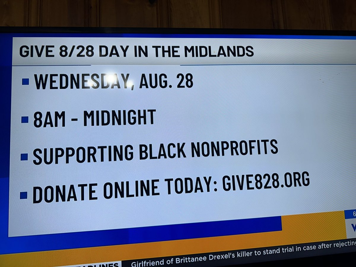 Tameika Isaac Devine (@tidevine) on Twitter photo It’s Give 8/28 Day!!! This is the day dedicated to giving back to Black nonprofits!
Great to see <a href="/craigkinggroup/">Craig King Group LLC</a> on <a href="/wis10/">WIS News 10</a> this morning talking about the importance of #BlackPhilanthropy and support black-led nonprofits.
You can give today until Sat to support great locally It’s Give 8/28 Day!!! This is the day dedicated to giving back to Black nonprofits!
Great to see <a href="/craigkinggroup/">Craig King Group LLC</a> on <a href="/wis10/">WIS News 10</a> this morning talking about the importance of #BlackPhilanthropy and support black-led nonprofits.
You can give today until Sat to support great locally