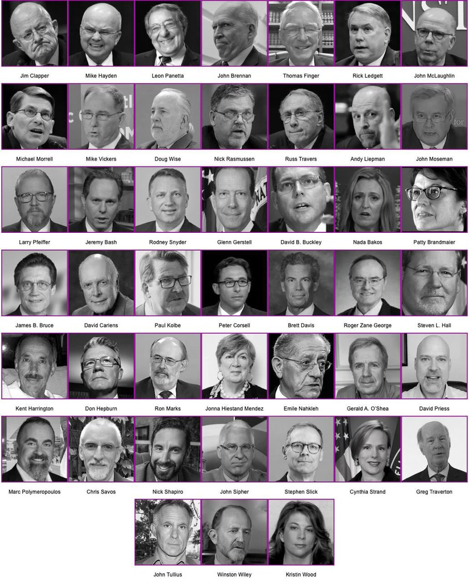 CRRJA5's tweet photo. “Remember the 51 former Intelligence Officials that lied in order to help the Democrats steal a Presidential election? Turns out that CIA Contracters colluded with the Biden campaign. When you hear Harris say that Donald Trump will put Americans in jail if elected, I sure as hell hope he starts with these Traitors.”
