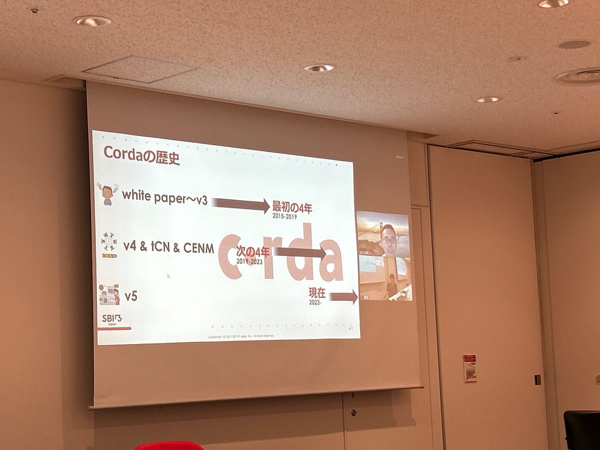 taiponrock's tweet photo. 久しぶりにブロックチェーンのお勉強です
SBIさんのセッション!Cordaの歴史!#blockchaingig https://t.co/euhR23GTLB