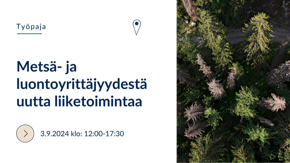 Haluaisitko tietää, millaista liiketoimintaa voisi kehittää metsä- ja luontoyrittäjyyteen liittyen? Osallitu verkostoitumistapaamiseen, joka on suunnattu metsä-, luonto- ja luonnontuoteyrittäjille ja alasta kiinnostuneille. Ilmoittaudu 29.8. mennessä. ⏩ r.jyu.fi/FDX