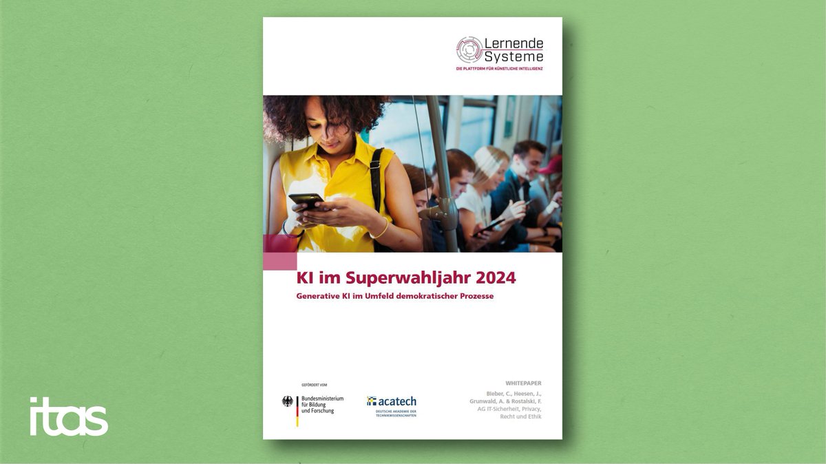 TechAssessment (@itas_kit) on Twitter photo Wie beeinflussen #Deepfakes und #Chatbots demokratische Wahlen?
Whitepaper "KI im Superwahljahr 2024" <a href="/LernendeSysteme/">KI gestalten</a> zu Herausforderungen und Chancen von #GenAI-Anwendungen.
📖 plattform-lernende-systeme.de/files/Download…
#Landtagswahlen2024 #GenerativeKI #Technikfolgenabschätzung <a href="/KITKarlsruhe/">Shmoopy</a> Wie beeinflussen #Deepfakes und #Chatbots demokratische Wahlen?
Whitepaper "KI im Superwahljahr 2024" <a href="/LernendeSysteme/">KI gestalten</a> zu Herausforderungen und Chancen von #GenAI-Anwendungen.
📖 plattform-lernende-systeme.de/files/Download…
#Landtagswahlen2024 #GenerativeKI #Technikfolgenabschätzung <a href="/KITKarlsruhe/">Shmoopy</a>