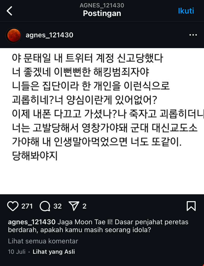 neozen guys…. ada yang nemu akun ini… itu dari bulan juli loh dia ngepost itu 💔