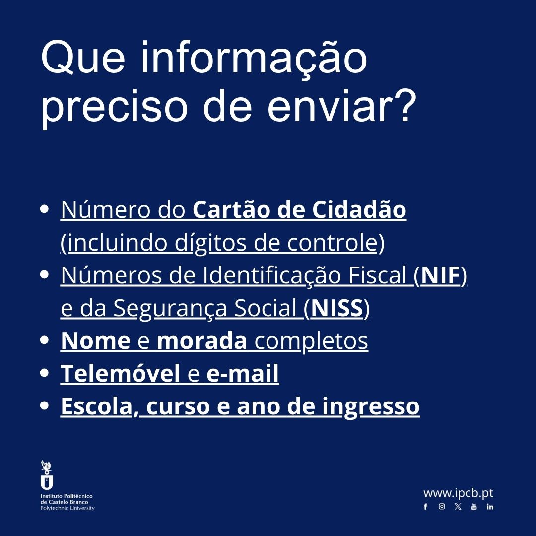 IPCBoficial's tweet photo. Entraste num curso do IPCB, já te inscreveste e não sabes como candidatar-te a uma bolsa de estudo? Podes fazê-lo até 30 de setembro ou até 20 dias após a matrícula! 👩‍🎓🧑‍🎓Solicita as credenciais em sas@ipcb.pt e candidata-te: https://t.co/Ye5R6beMyY #ipcb #politecnicocastelobranco https://t.co/rQFE3oLvO3