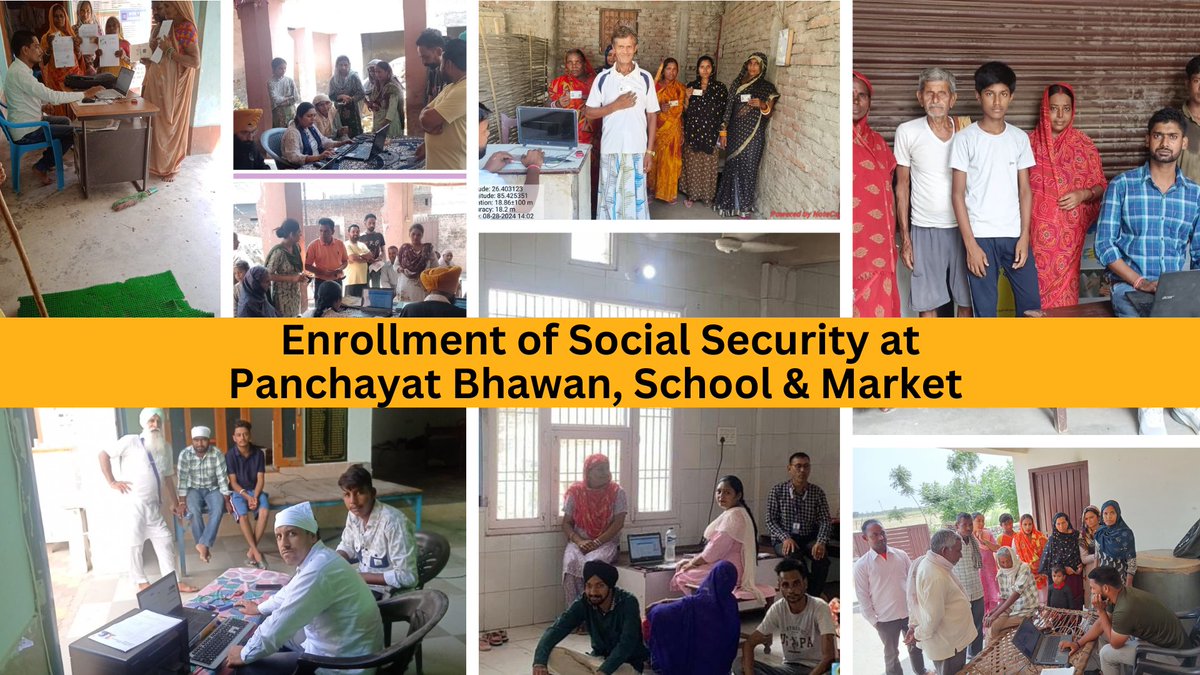 **Enrollment of Social Security at Panchayat Bhawan, School &amp; Market**
Securing a family through Social Security Schemes (PMJJBY, PMSBY &amp; APY): At the backdrop of PMJDY accounts- A Govt. of India initiative
#10YearsofJanDhan
 
#PMJDY
 
#FinancialInclusion
 
#SBI
 
<a href="/narendramodi/">Narendra Modi</a>