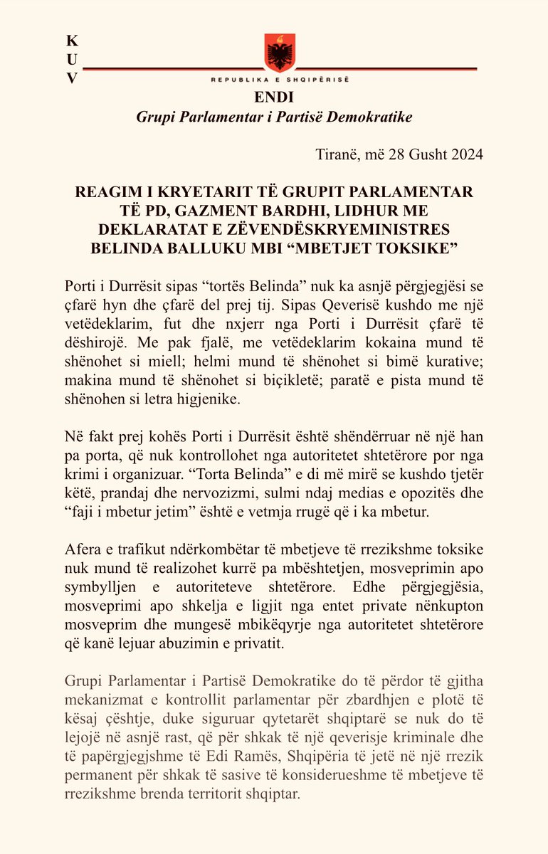 Afera e trafikut ndërkombëtar të mbetjeve të rrezikshme toksike nuk mund të realizohet kurrë pa mbështetjen e autoriteteve shtetërore. Edhe përgjegjësia, mosveprimi apo shkelja e ligjit nga entet private nënkupton mosveprim dhe mungesë mbikëqyrje nga autoritetet shtetërore. 👇