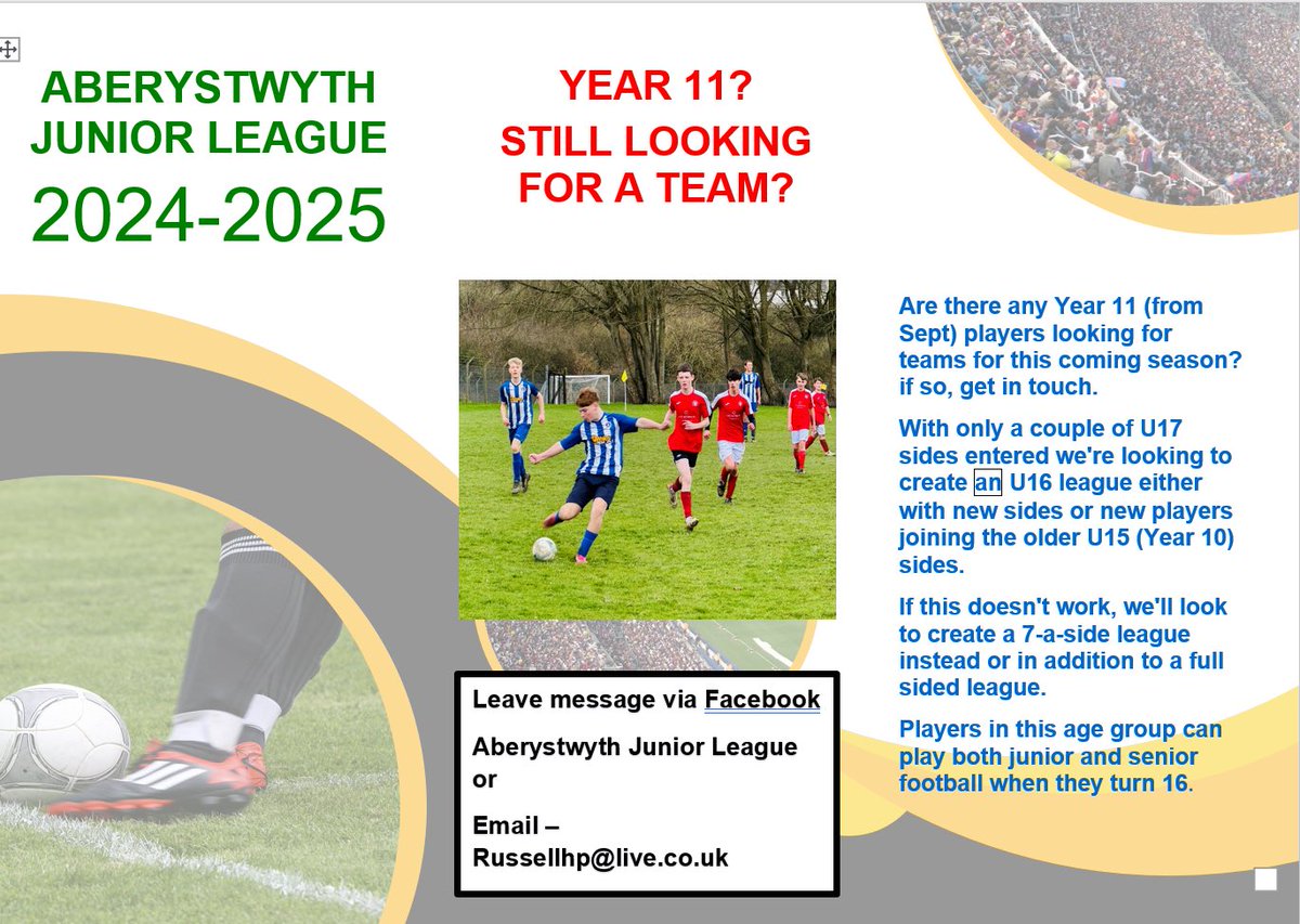 Any Year 11s looking for football this season?