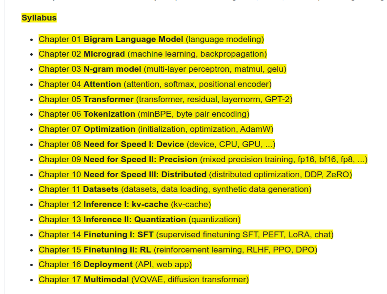 rohanpaul_ai's tweet image. This is the Syllabus of "world's obviously best AI course" built by Andrej Karpathy