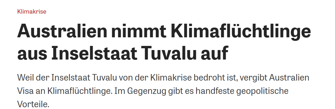 AUS rettet die "Klimaflüchtlinge" von #Tuvalu. Die USA "retten" #Palau. Und als kleines Entgelt für die großen Wohltaten übergeben die Inselstaaten ihre (militärischen) Hoheitsrechte an die Klimasünder. "Klimakrise" muss nicht schlecht sein.