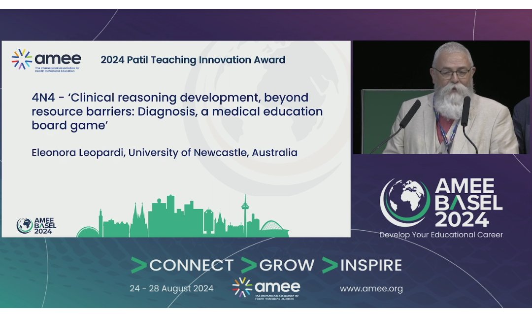 I keep pinching myself to check it's not a dream!!! Thank you to the <a href="/AMEE_community/">@AMEE_Community</a> for this prestigious international award, to <a href="/Uni_Newcastle/">University of Newcastle</a> Library team for their support and advice, and to all co-authors &amp; co-creators for working on Diagnosis w/ me. Ciao Mamma! #AMEE2024
