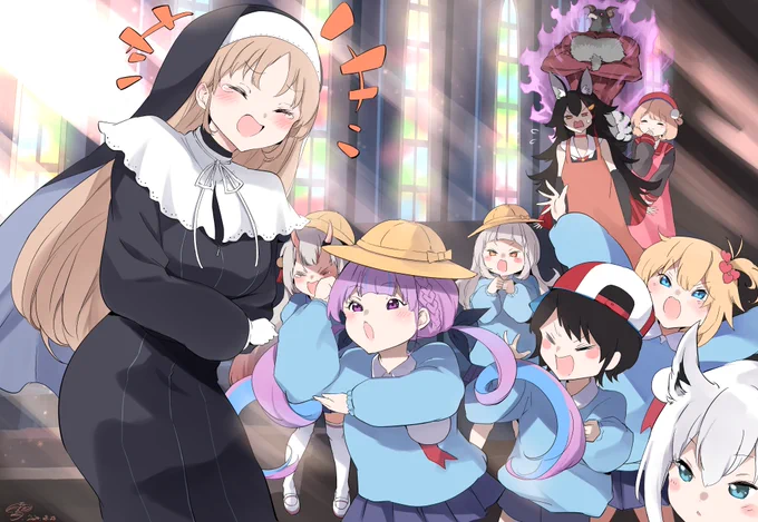 『右肘～左肘～にじさんじ!!!』ありがとう#ホロライブ幼稚園#あくあーと#描いたよクレアさん 