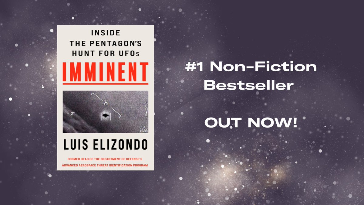 bonnierbooks_uk's tweet photo. Massive congratulations to @LueElizondo for #Imminent being a number 1 non-fiction bestseller. A huge achievement and well done to the team at @jblakebooks.🎉🎉

Grab yourself a copy today!

#everybookmatters #books #bookstagram #bonnierbooksuk https://t.co/eXOE6qW0rO