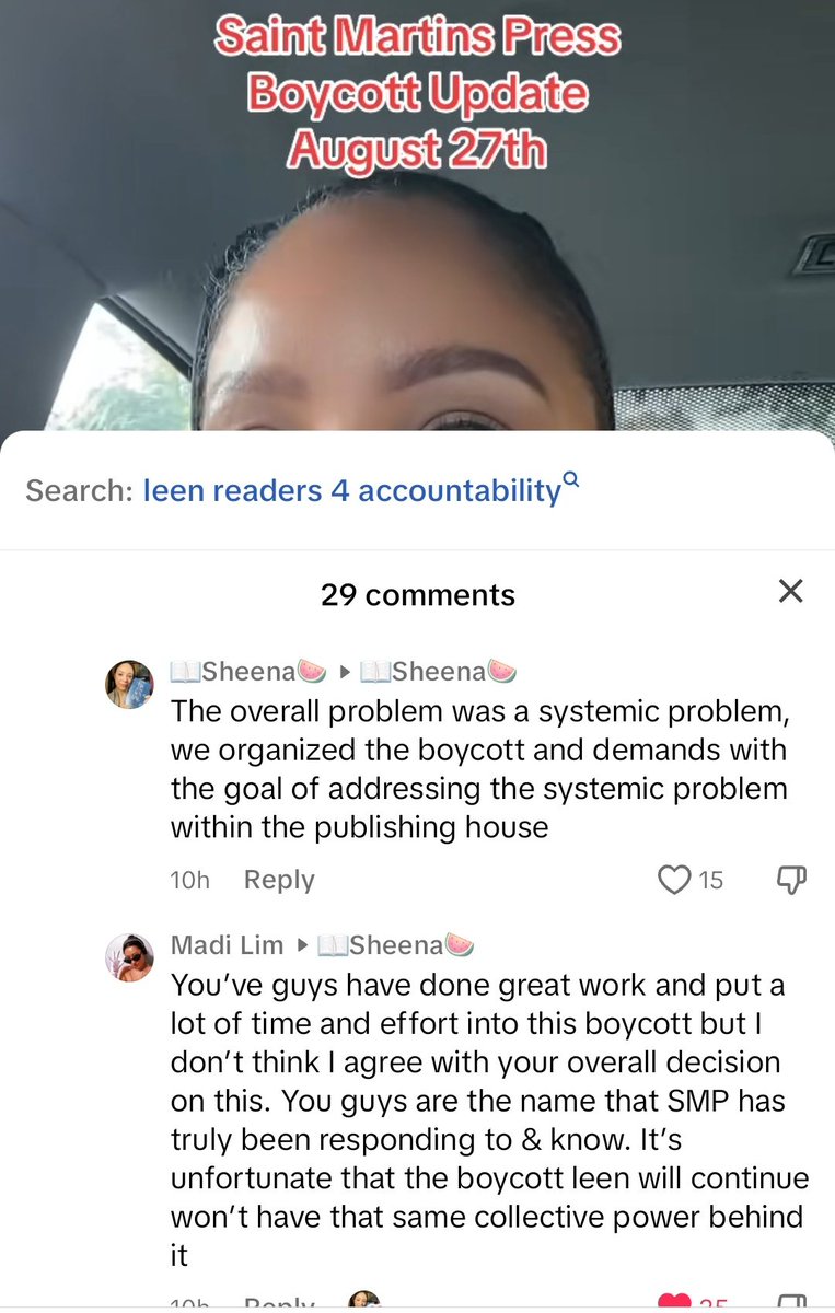 shardai_smithh's tweet photo. To recognize Leen called for the boycott and to know she is dissatisfied, and still continue to end it? Leen's reply is on the following tweet. #readersforaccountability https://t.co/qYzvMpuDVb