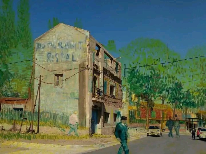 ritoroldan's tweet photo. Dean Funes, edificio similar al Hotel Rispal pintado por Van Ghog en 1887. @eldoceoficial https://t.co/Uz9eVrqdcz