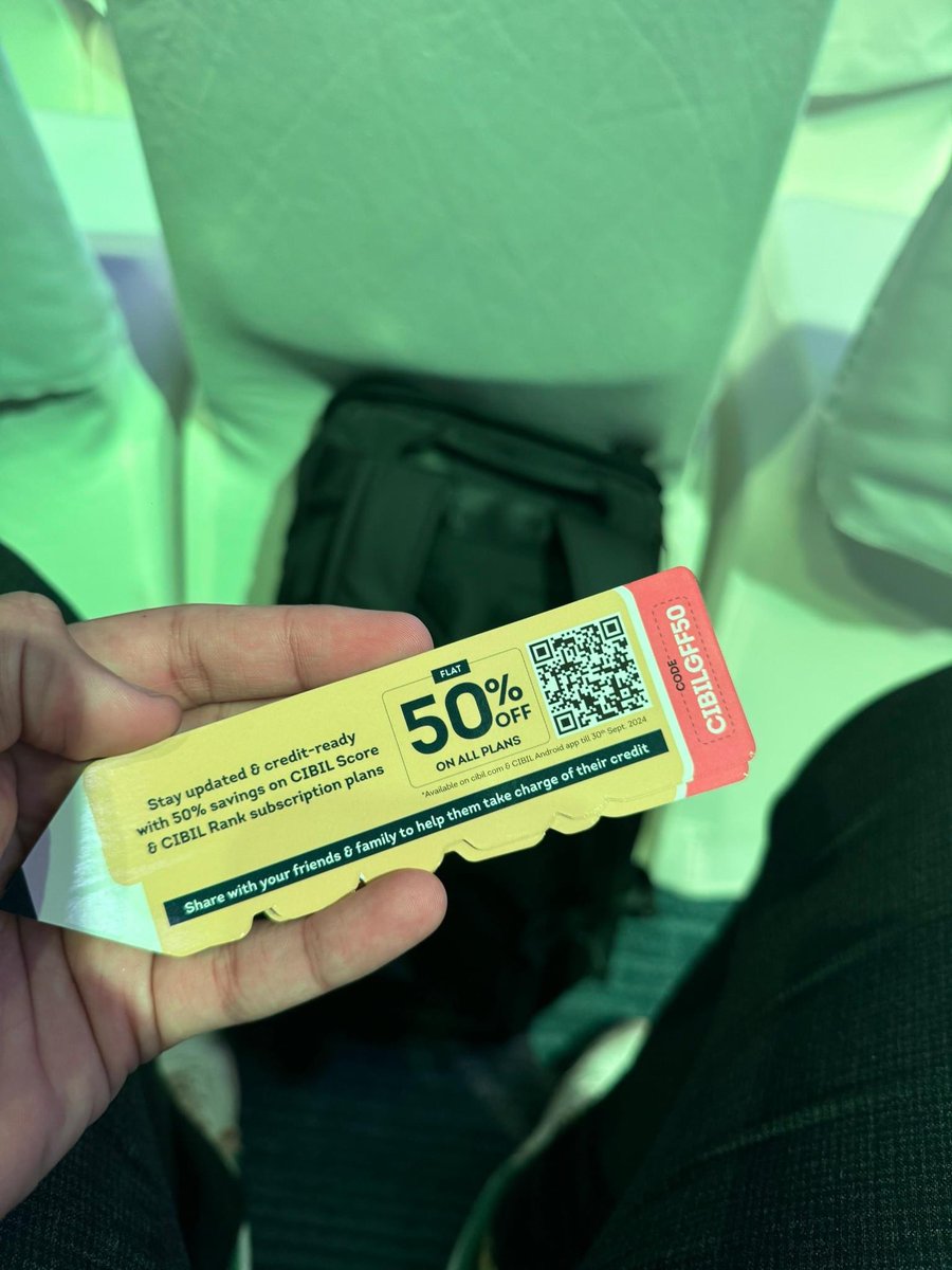 You can grab CIBIL Annual Plan for just ₹600 using this coupon CIBILGFF50. 
Valid till 31 Aug 2024. 

Get daily CIBIL Refresh. CIBIL Inquiry Alerts. And more. 

Picture not mine. Coupon can be used by all. 

#ccgeek #ccgeeks #fintalks #cibil