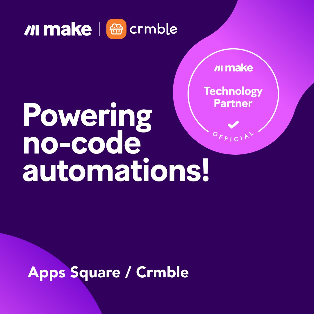 _crmble's tweet photo. We are thrilled to announce that we are an Official Make Technology Partner! https://t.co/JKMlQXosE4