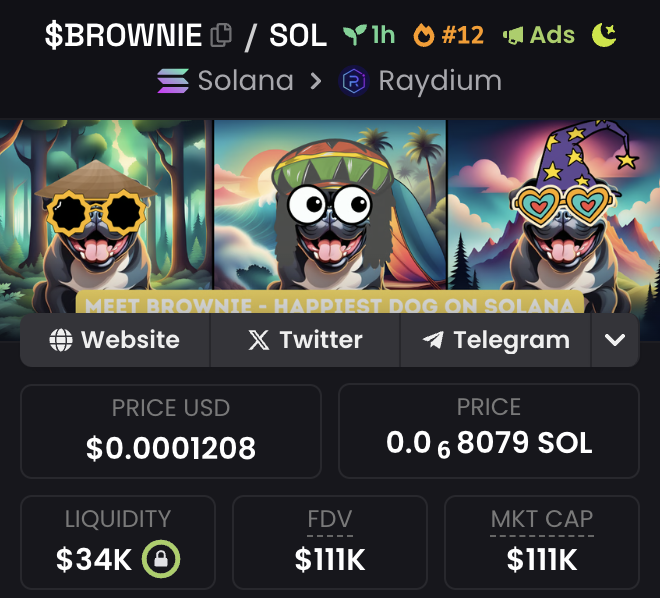 memebrownie's tweet photo. 100k market cap reached, next stop 500k? https://t.co/dcJh3Z3FFR