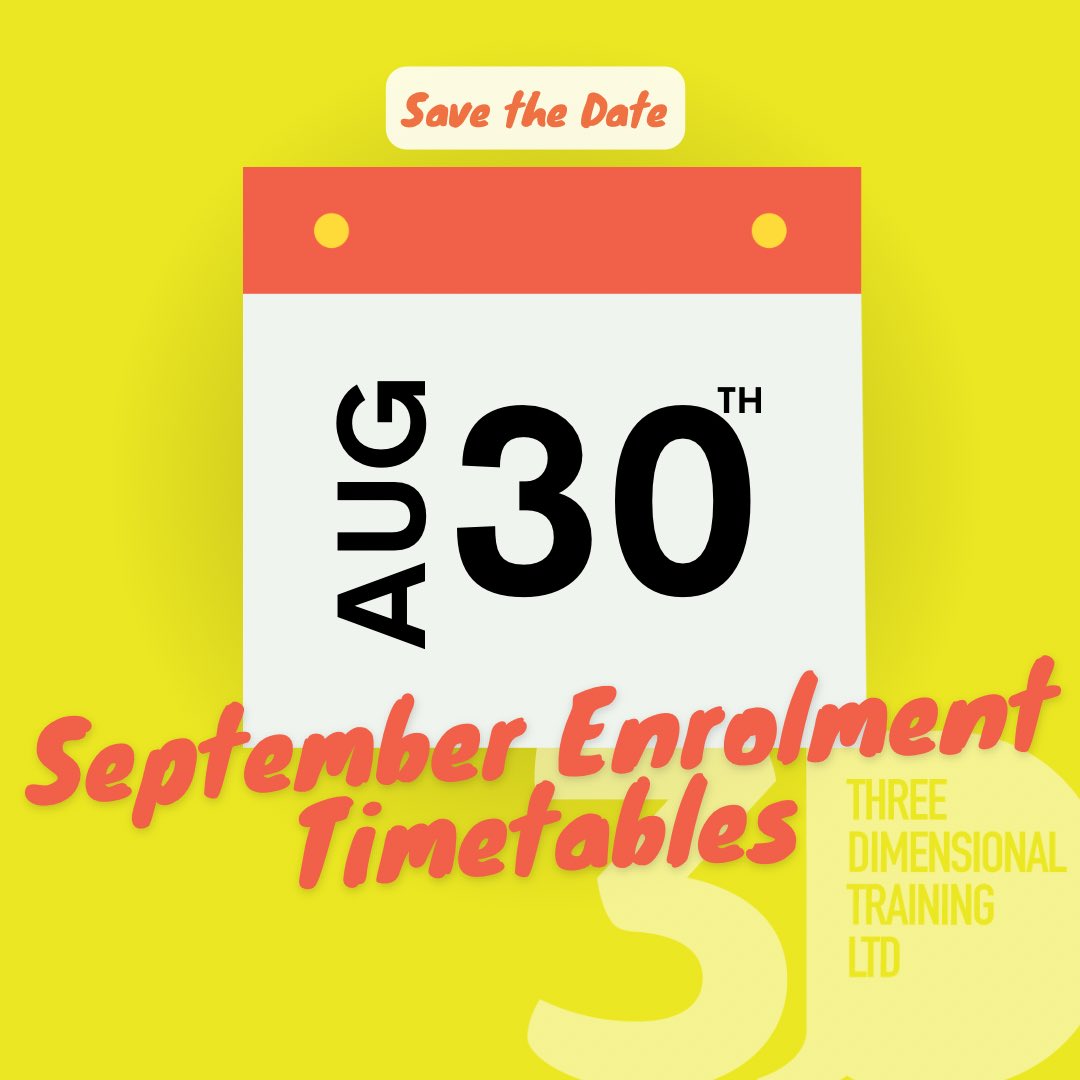 It’s almost time ⏰

SEPTEMBER ENROLMENT TIMETABLES 

Save the date 📆 Friday 30th August