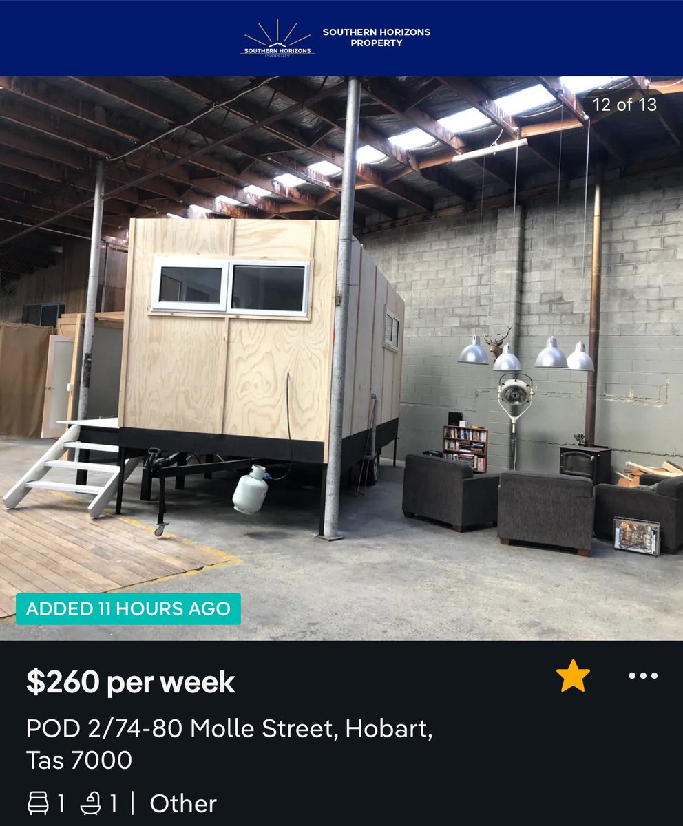 purplepingers's tweet image. What stage of capitalism is this rental in Hobart?