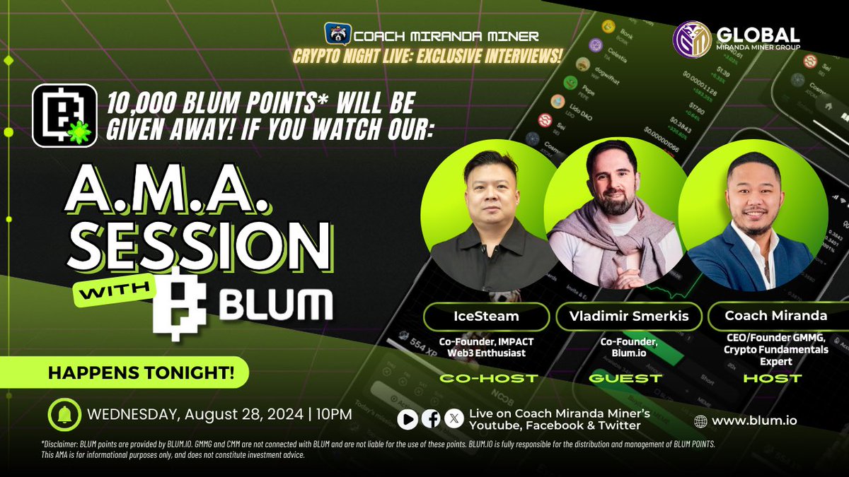 Join us as we discuss the future of <a href="/blumcrypto/">Blum</a> here in the 🇵🇭 with <a href="/cryptosmerkis/">Vladimir Smerkis</a> and <a href="/ICESTEAM/">Icesteam @token2049 | EveryX.io | Impactph.io</a> ! 
<a href="/gmmg_official/">GMMG Dubai</a> 

Retweet this to get a chance to win #blum points!

excited! #cryptoph