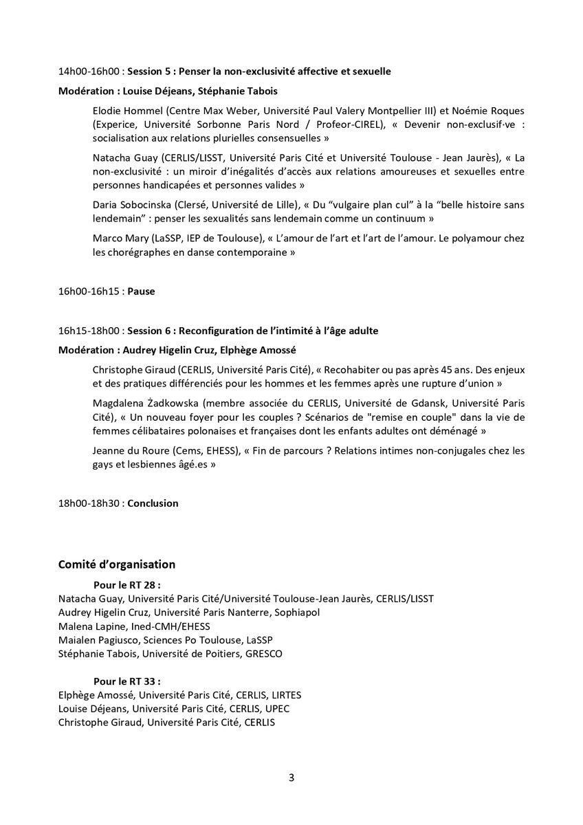 Le RT 28 "sciences sociales et sexualité" vous souhaite une bonne rentrée ! Nous commençons le semestre avec des journées d'étude sur les intimités relationnelles contemporaines, des RT28 et 33 ("famille et vie privée"), les 19-20 septembre 2024 à l'INED, sur le campus Condorcet.