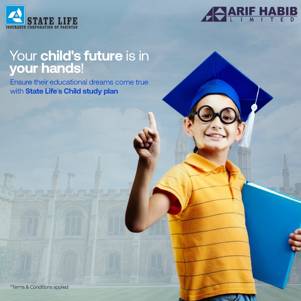 ArifHabibLtd's tweet photo. Empower your child’s dreams with State Life's Child Study Plan. Plan ahead, because their future is in your hands!
#SLIC #SecureYourFuture #AHL #Pakistan https://t.co/LFiGYDdjI9