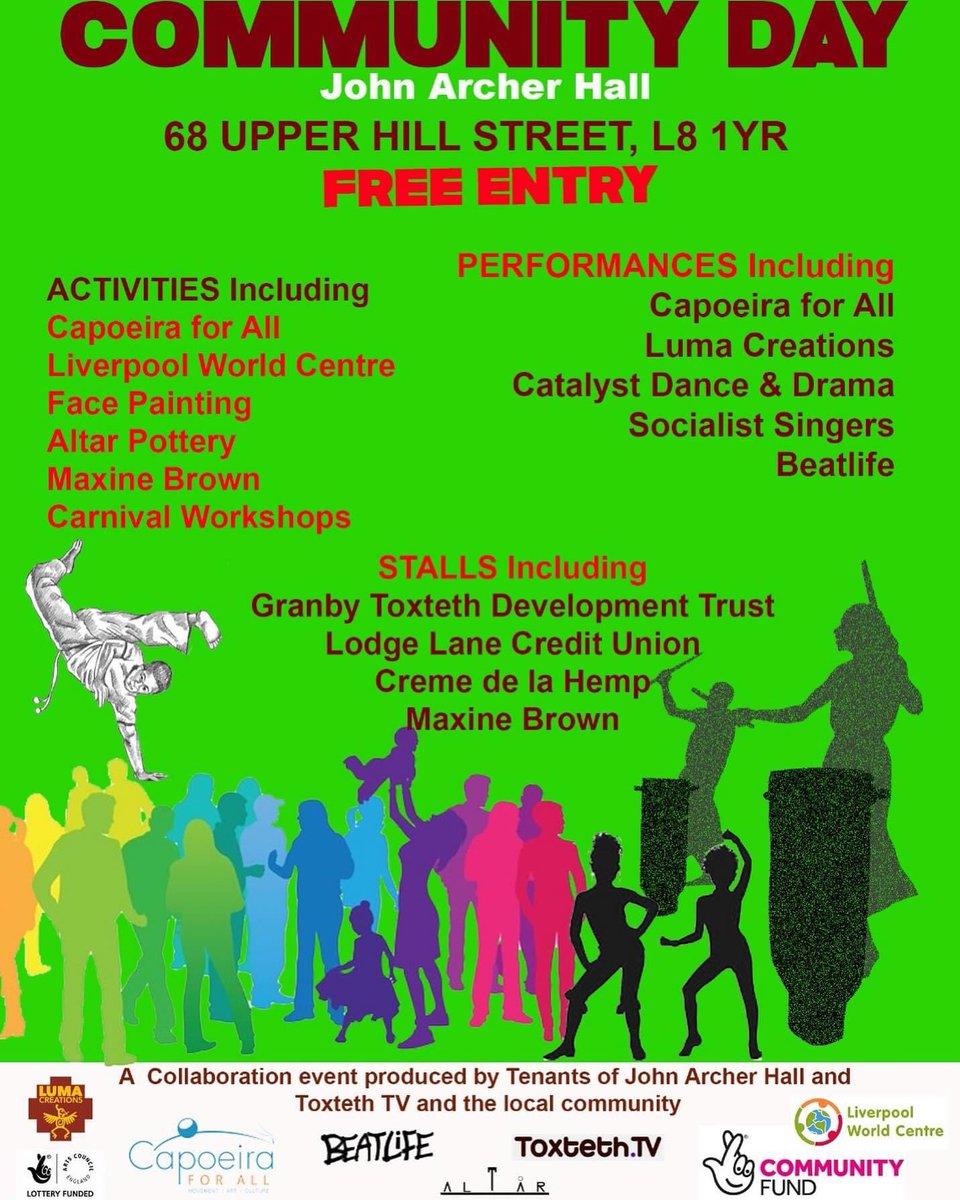 This Friday - join the wonderful community of businesses we’ve been honoured to feel part of- for their annual #communityday at #johnarcherhall 
Music, dance, stalls, food and kids friendly pottery taster sessions. 
The event runs 1-3pm.
 #familyfriendly event- enjoy ❤️  #onelove