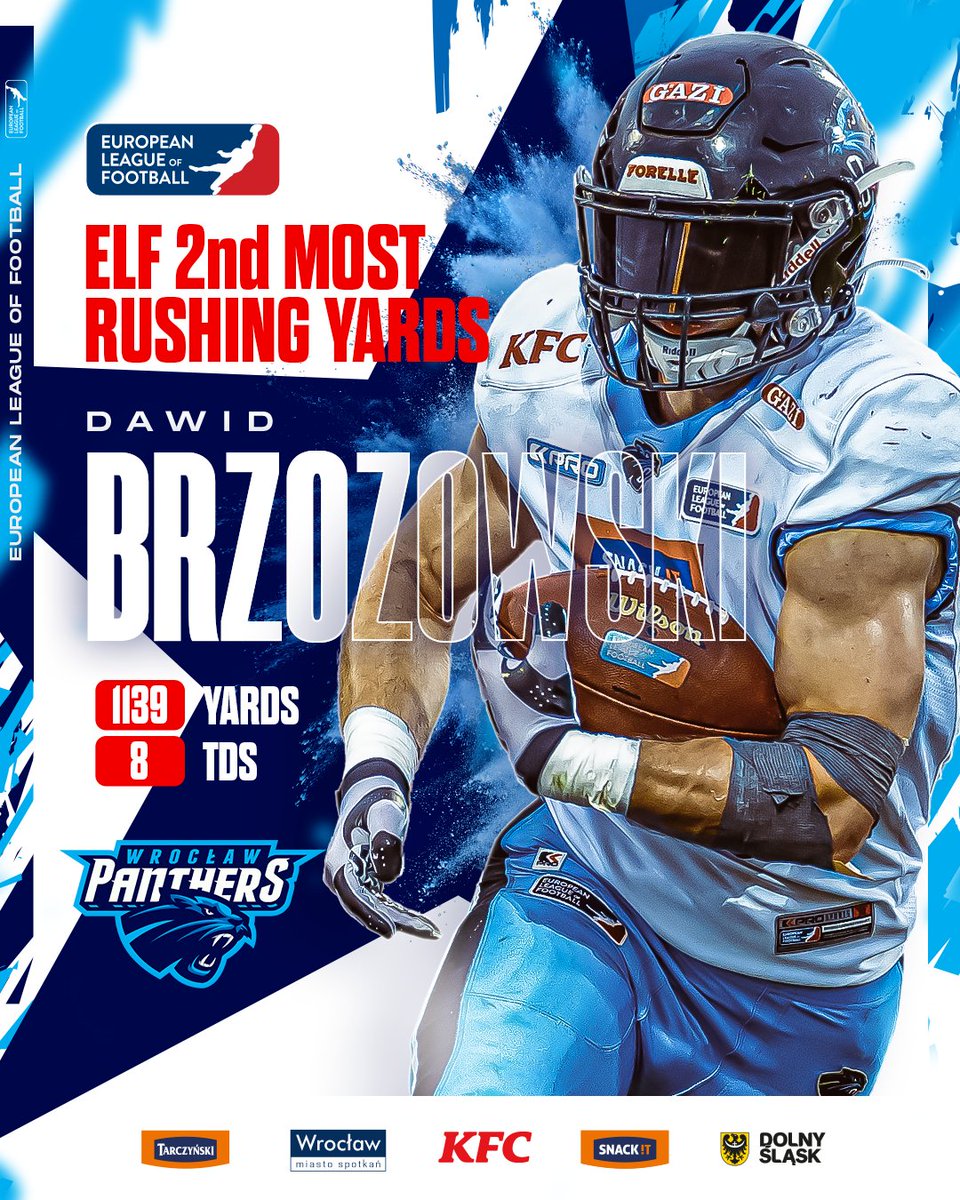 1,139 yards! 💣 Dawid Brzozowski is the second most effective rusher of the European League of Football regular season! 🔥