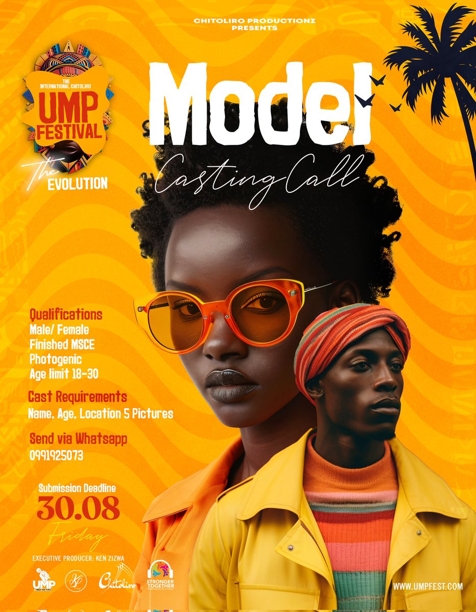 RNB_GOD's tweet photo. IF YOU ARE A MODEL CHECK THIS OUT๐๐
UMP FESTIVAL is creating space for everyoneโผ๏ธโผ๏ธโผ๏ธโผ๏ธโผ๏ธ
Cap Maclear, Mangochi
25 to 28 October
Get your early Bird tickets at
30k regular
60k VIP
100k Family package
#UMPfestival
#TheEvolution
#InternationalChitoliro https://t.co/NhWtypvJwF