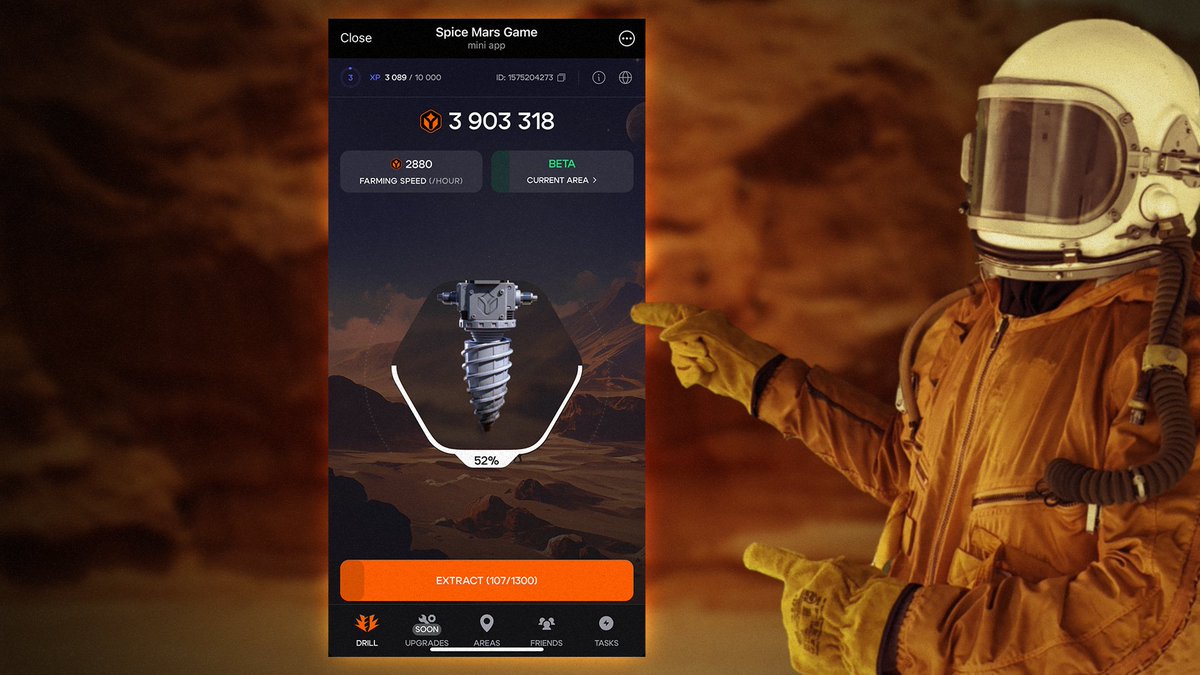 SpiceMarsHQ's tweet photo. Here are your orders:
1. Snap a screenshot of your main screen with your farmed $SPICE and ID
2. Post it on X (Twitter)
3. Tag @spicemarshq and #spicemars
4. Tag 2 of your buddies who deserve to join the mission
HQ also sent a perfect example of what this should look like. https://t.co/IFUdrQs9X2