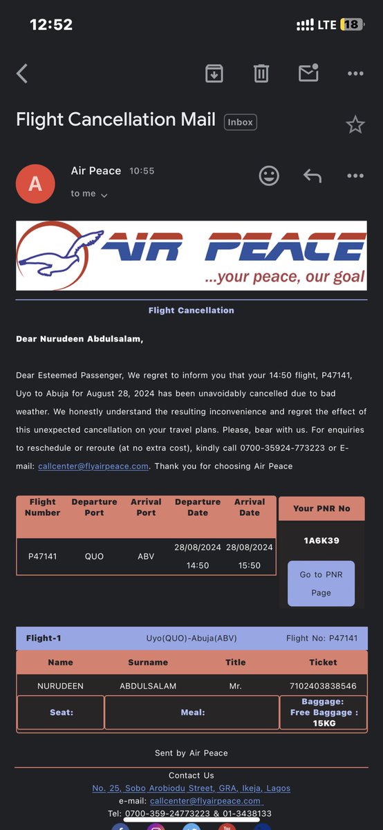 lightofdworld16's tweet photo. ! @flyairpeace cancelled my flight at around past 11pm when my flight is scheduled for 2:50pm . @fkeyamo @Ifeallenonyema @nigeriaairspace @FAAN_Official @sowore @fmaviationng please how do you cancel my flight without giving me an alt way. https://t.co/jf5Jw8pLAv