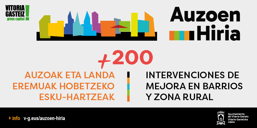 vitoriagasteiz's tweet photo. 🏘️Auzoen taupadek mugiarazten dute #Gasteiz.
📈56 eurotik gora inbertituko dira auzoak hobetzeko lanetan.

➕https://t.co/DK36wqr4U8

🏘️Los barrios de #VitoriaGasteiz son el corazón que hace latir toda la ciudad.
📈Se invertirán más de 56 millones de euros en mejorarlos. https://t.co/p24E9TZo9p