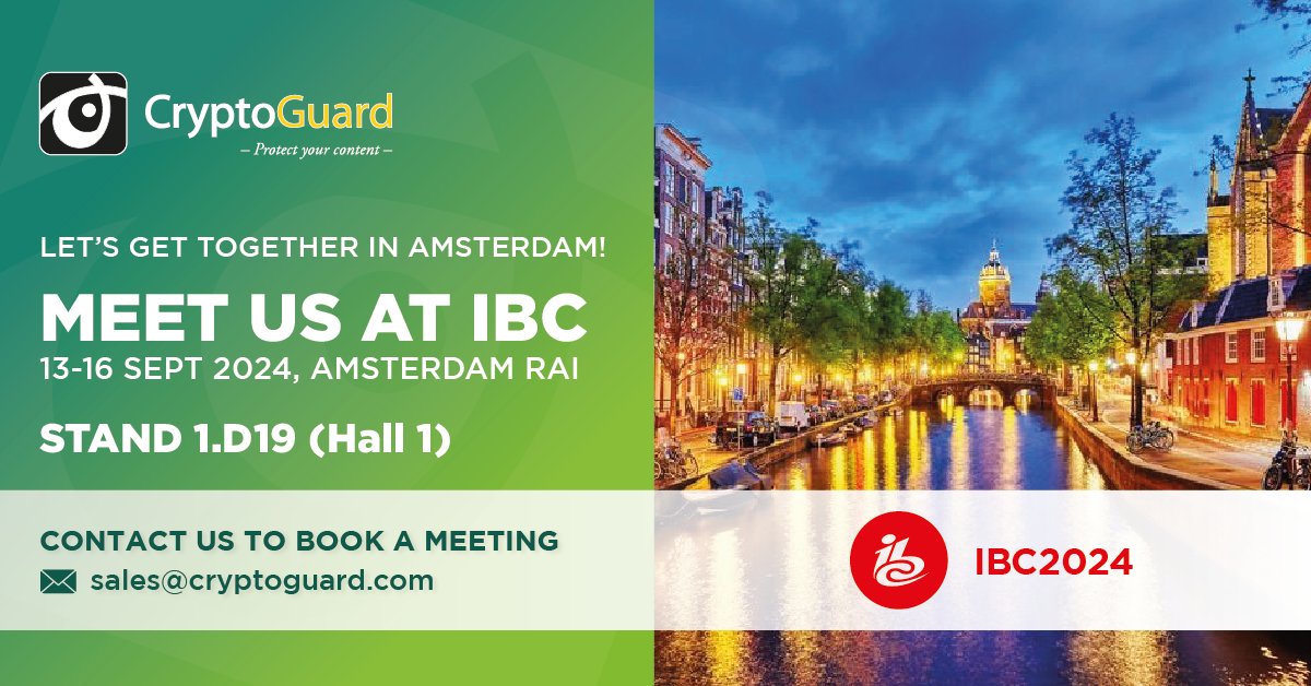 Meet CryptoGuard at IBC at stand 1.D19 and discover our latest developments in end-to-end #IPTV #OTT solutions with #apps for Mobiles, Web, Smart TVs, STB’s and TV-sticks. We will also showcase our #CAS #DRM #contentprotection with seamless management of IPTV/OTT/DVB devices.