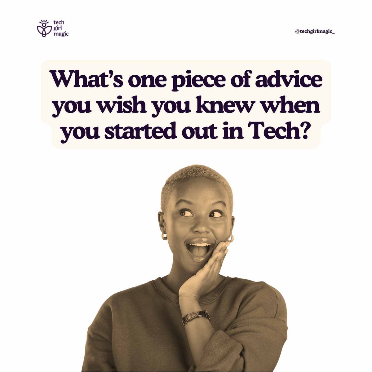 Happy Wednesday Techies!💜🎉

What’s one piece of advice you wish you knew when you started out in Tech? Share in the comments for someone who might be starting out as well⬇️

.
. 
.
.
.
.
.
#techgirlmagic #womenintech #techcareers #startingoutintech #community #femaletechies