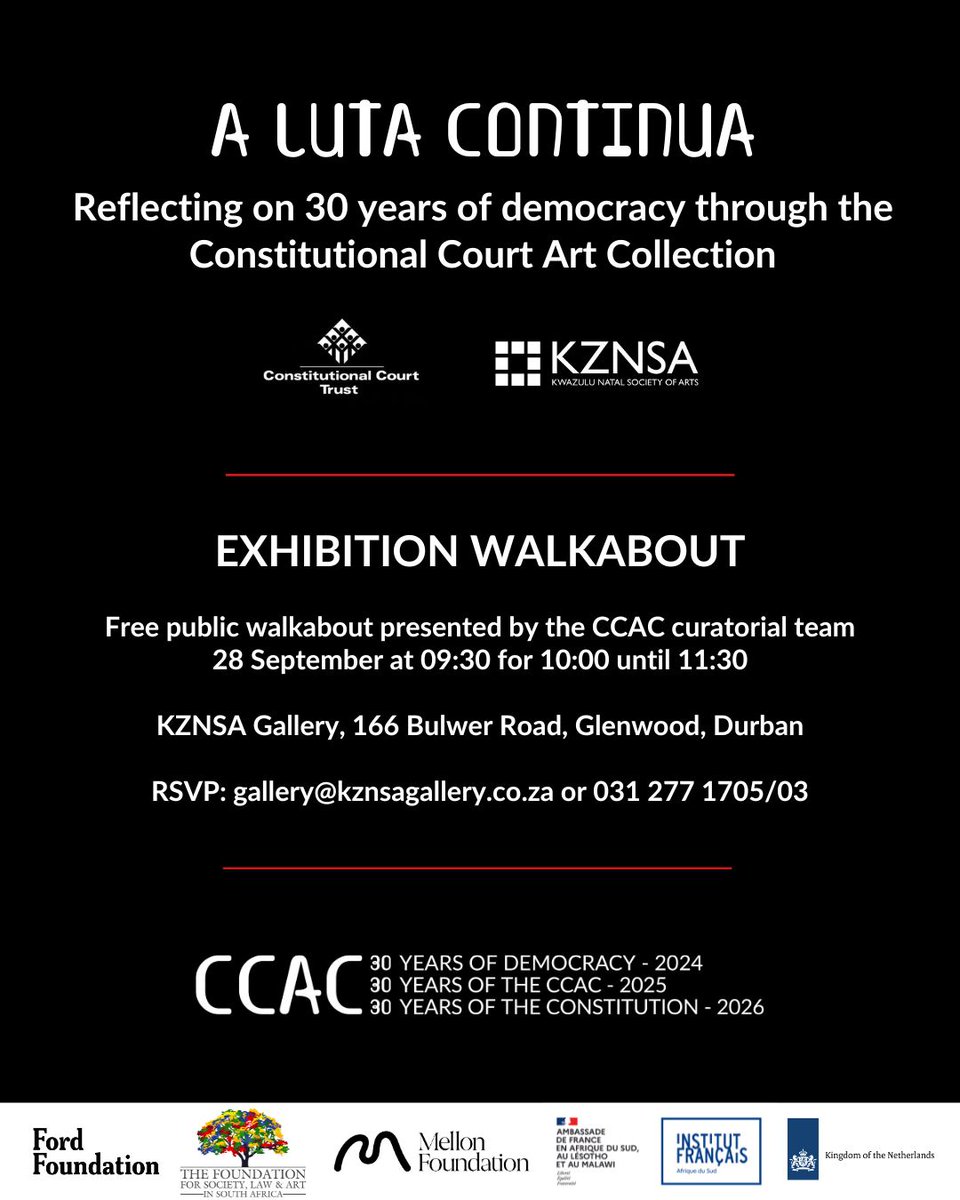 SAVE THE DATE - Our travelling exhibition is heading to <a href="/kznsagallery/">KZNSA</a> in Durban next! Opening 27 September at 18:00 with a public walkabout on 28 September at 10:00. Further engagements will be announced. The exhibition in Durban will be up until 10 November 2024.