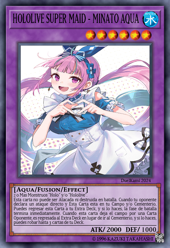 DuelKami's tweet photo. Ya es hora... Con este bello arte hecho por #Ninomaeinanis hice nuevas HoloCards en honor a #MinatoAqua! (Spanish And English Versión)!.

Thanks for everything!, We Love You #Aqua!

https://t.co/JQJOr1cSO4

#湊あくあ卒業ライブ #Vtuber #Hololive #あくあーと https://t.co/1rR6iRBfIL