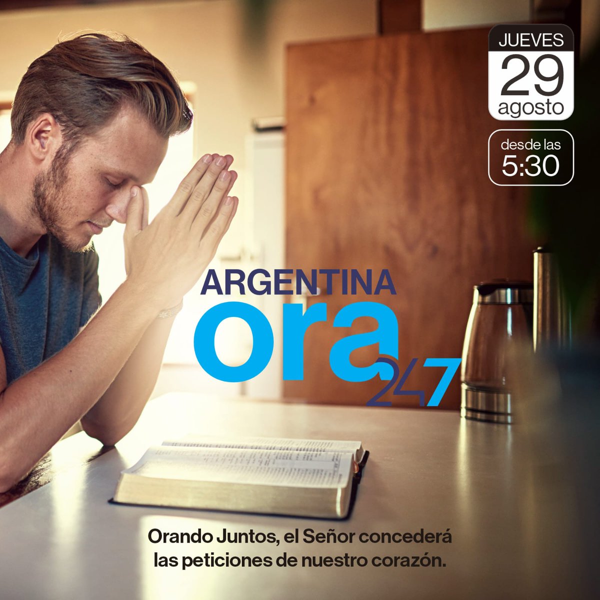 🙏 Todos juntos orando por los amigos que están estudiando la Biblia.

📲 Nos vemos mañana 29 de agosto desde las 5.30 am.

✅ Te dejamos el link de conexión por zoom. 👇

🔗 adventistas.zoom.us/j/87448778260

¡Te esperamos!

#ArgentinaOra247