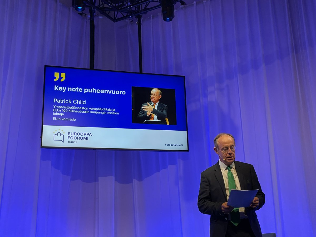 EUkomissio's tweet photo. Komission ympäristöpääosaston varapääjohtaja Patrick Child on mukana myös Turun kaupungin järjestämässä Turun ilmastofoorumissa.

https://t.co/htoru9dZ1E #eurooppafoorumi https://t.co/3vMZ1hphyW