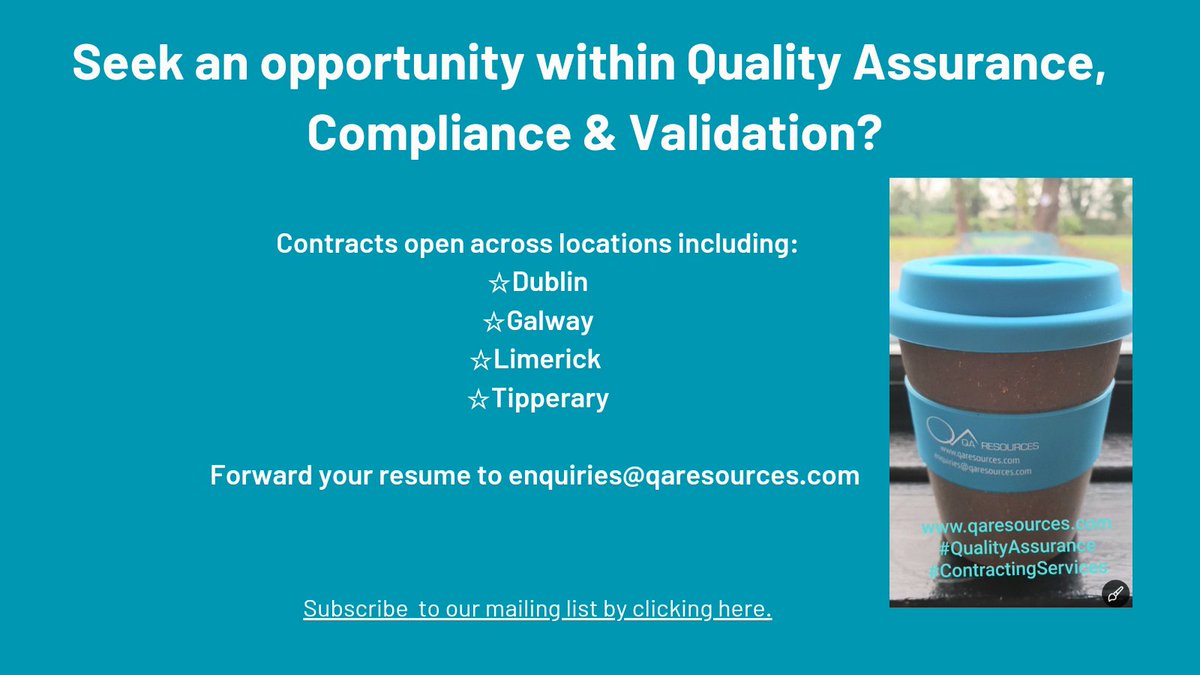 Do you seek contract updates for job opportunities across the Quality Assurance sector?
👀
Subscribe to our mailing list,
qaresources.com/careers 
Alternatively email your resume to enquiries@qaresources.com
#jobopportunities #qualityassurance